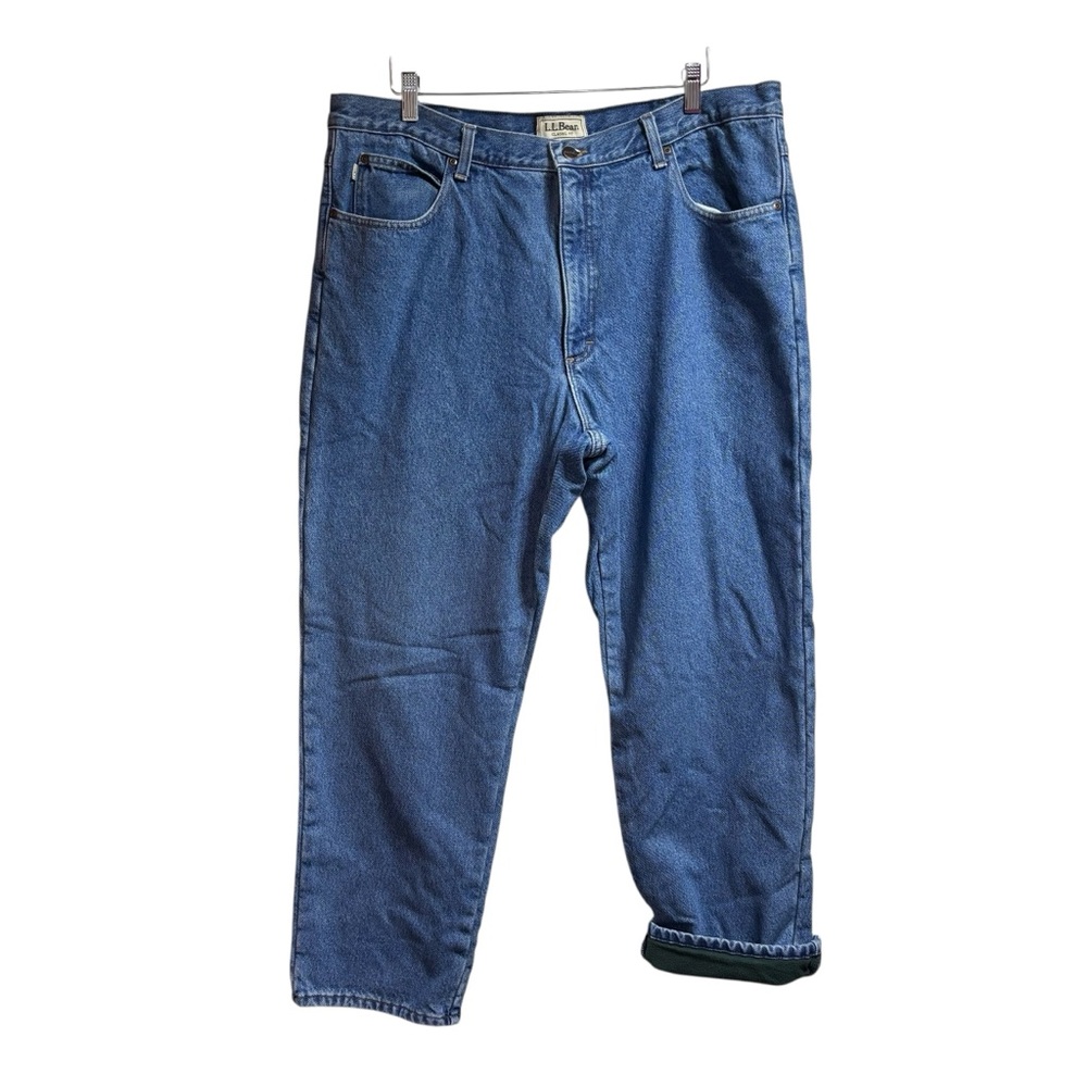 LL Bean Mens Classic Fit Fleece Lined Denim Jeans Blue 40x30‎ #709